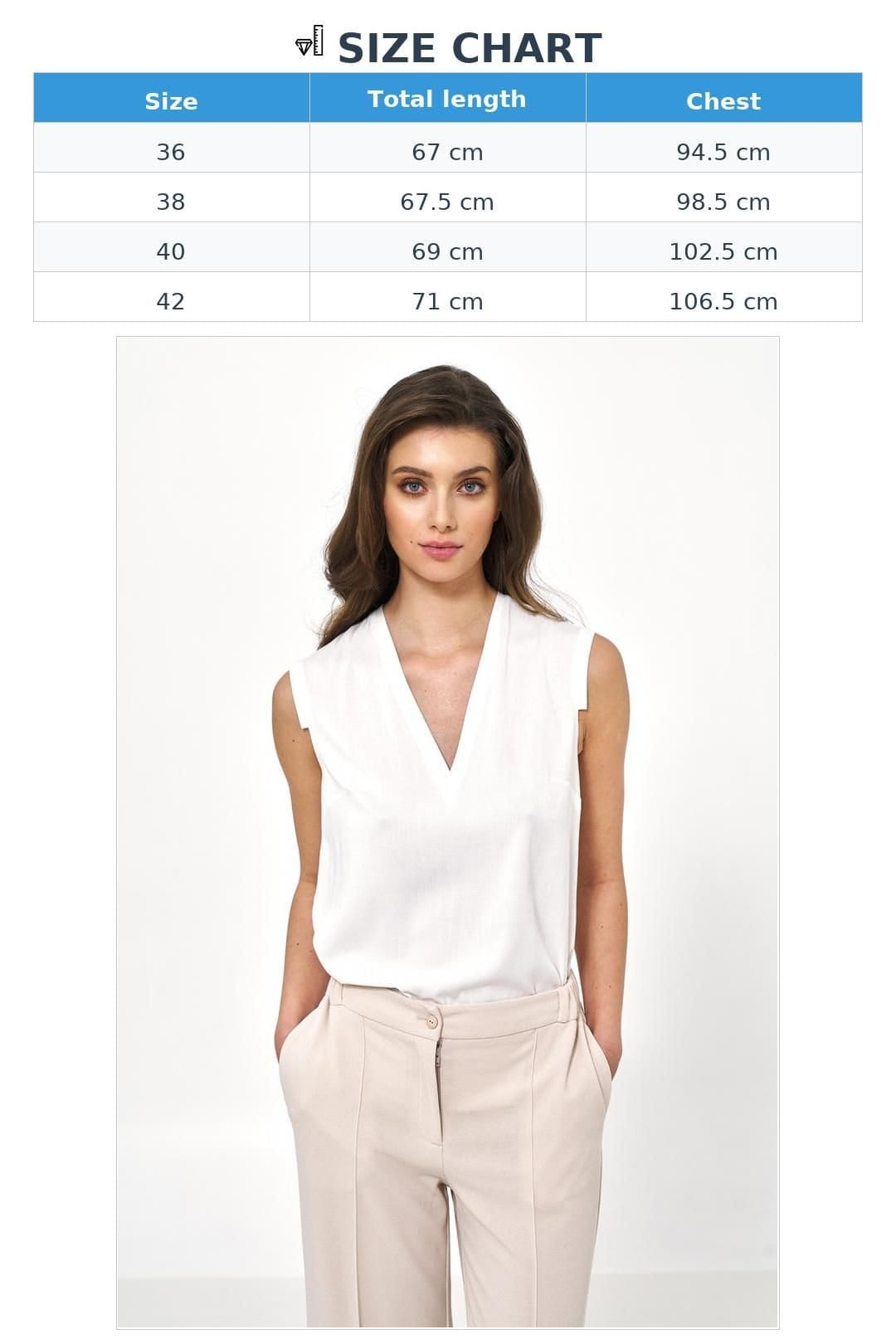 Love Lace Love Lace Women's Viscose Plain V Neck Sleeveless Blouse in White - 4