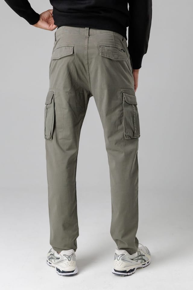 Firetrap Firetrap Men's Cotton Stretch Utility Cargo Trousers with Oversized Pockets in Khaki - 2