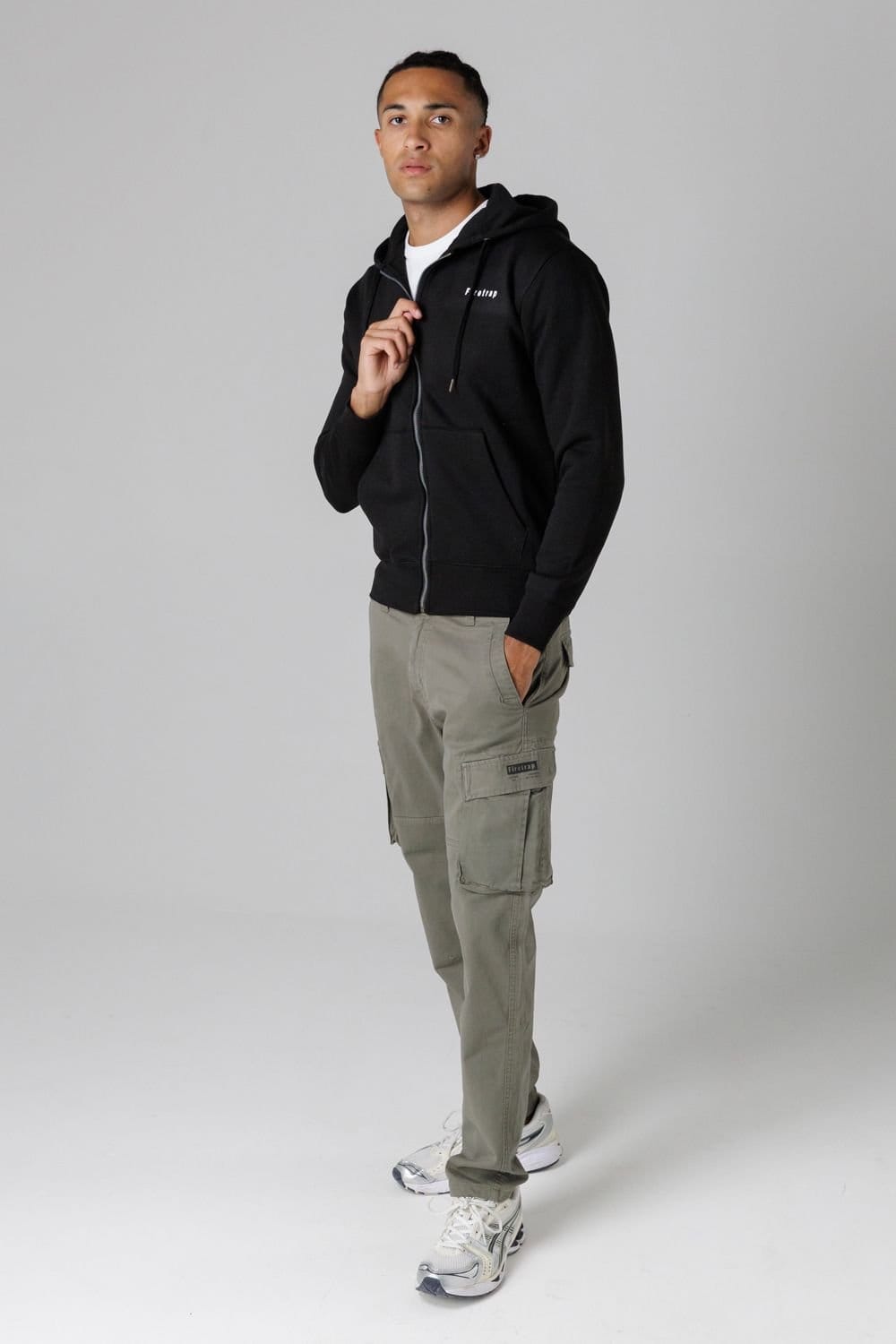 Firetrap Firetrap Men's Cotton Stretch Utility Cargo Trousers with Oversized Pockets in Khaki - 4