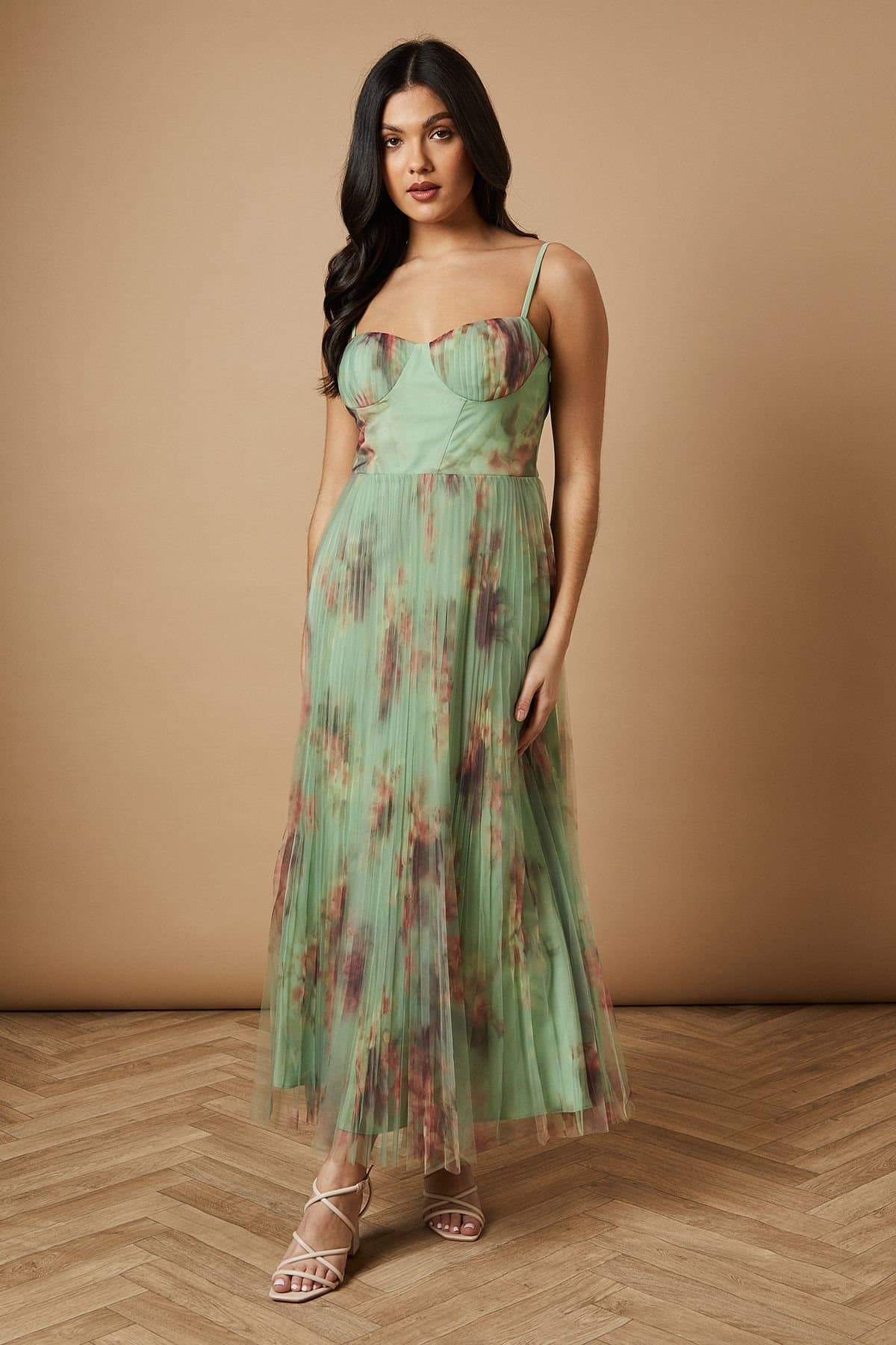 Oasis Oasis Women's Floral Corset Detail Midi Dress