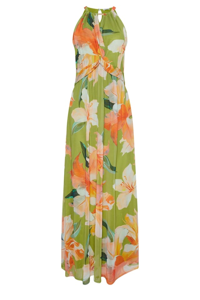 M&Co M&Co Women's Mesh Knot Front Maxi Dress in Light Green - 2