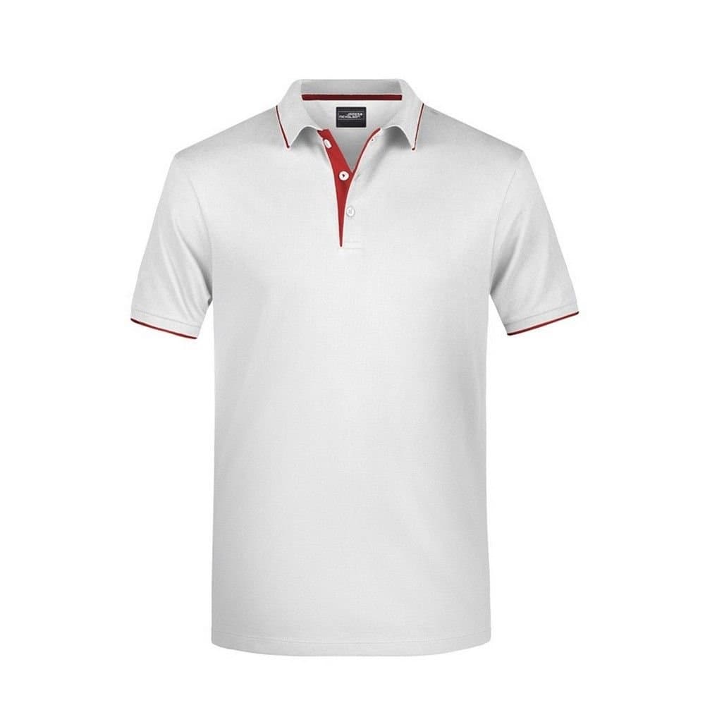 James and Nicholson James and Nicholson Men's Contrast Striped Pique Polo Shirt in White