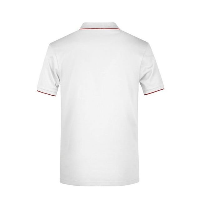 James and Nicholson James and Nicholson Men's Contrast Striped Pique Polo Shirt in White - 2