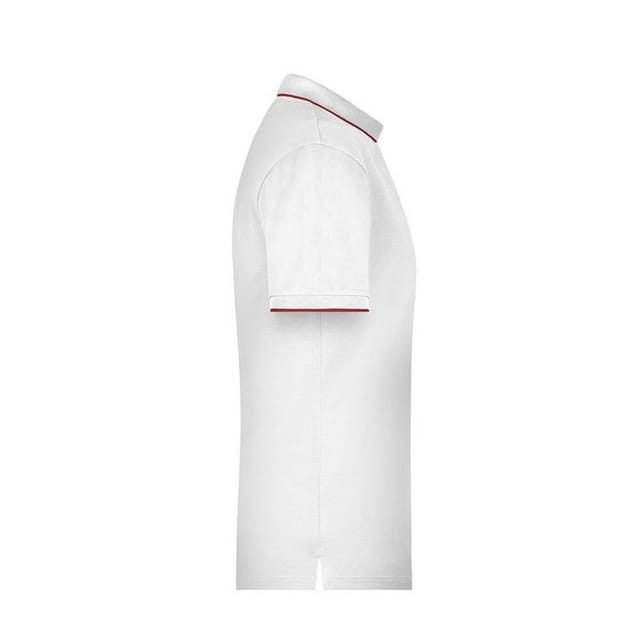 James and Nicholson James and Nicholson Men's Contrast Striped Pique Polo Shirt in White - 3