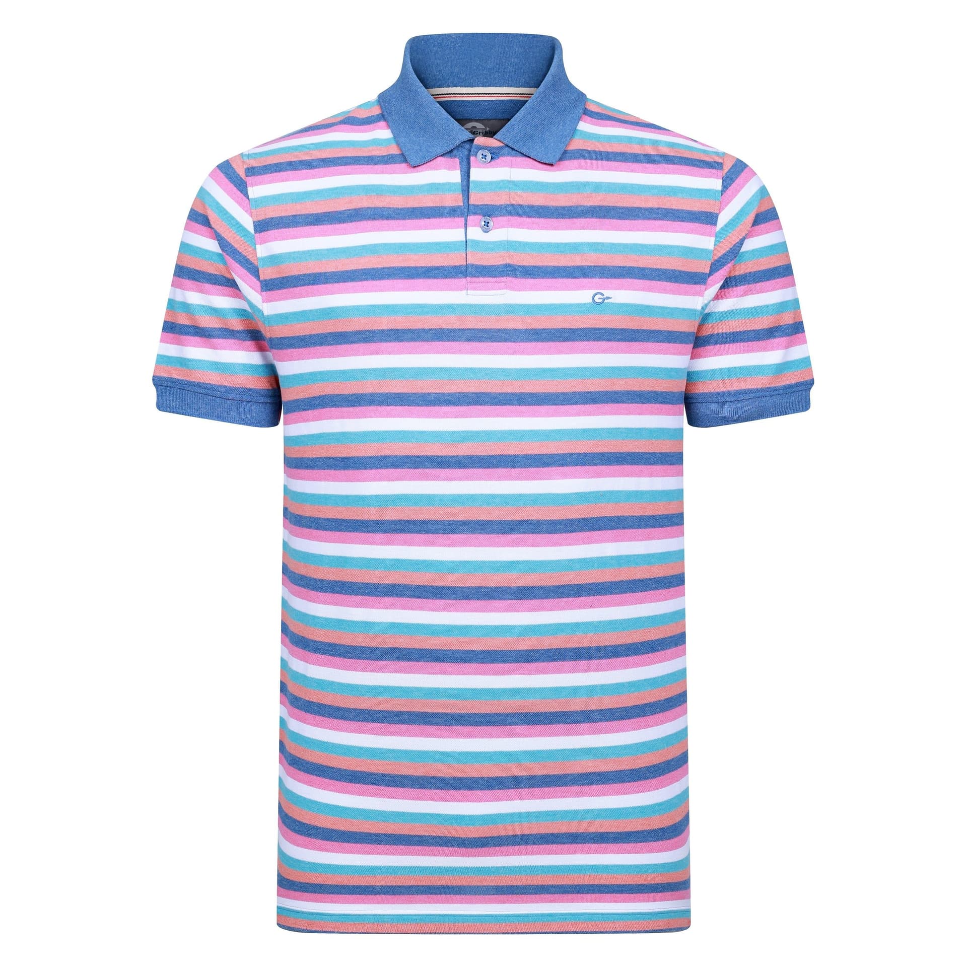 Peter Gribby Peter Gribby Men's Mens Short Sleeve Striped Melange Pique Polo