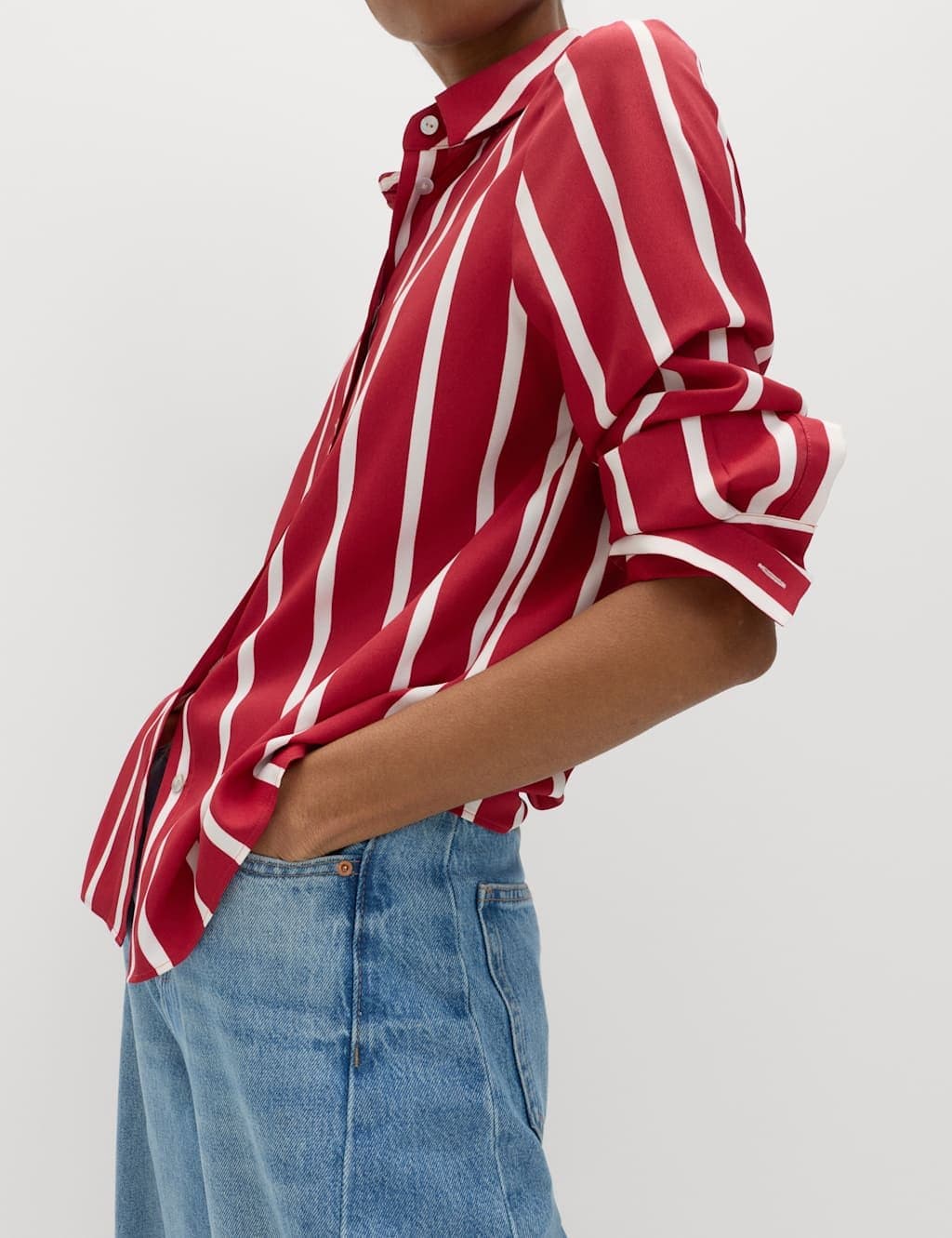 Marks & Spencer M&S Printed Collared Shirt Red Mix