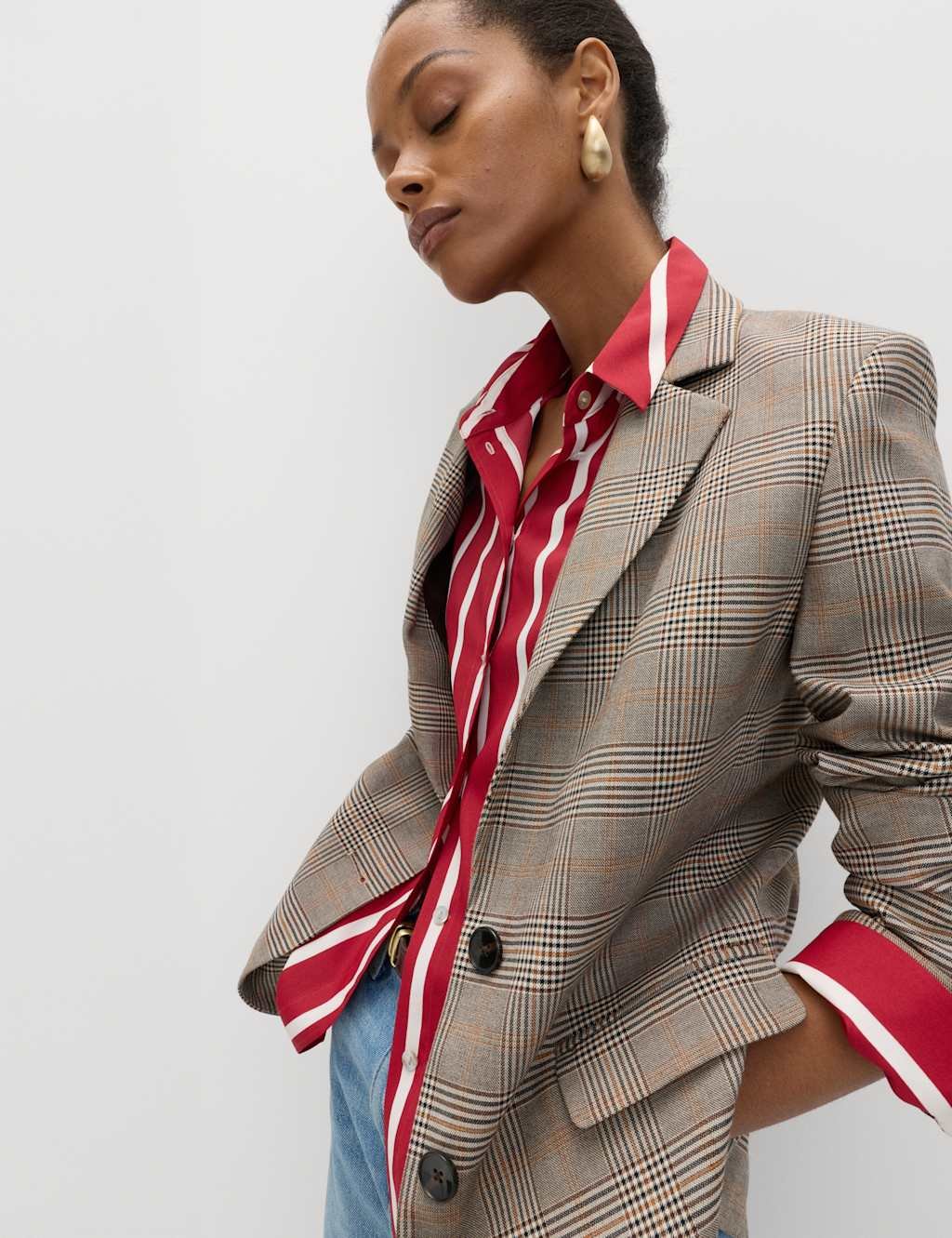 Marks & Spencer M&S Printed Collared Shirt Red Mix - 3