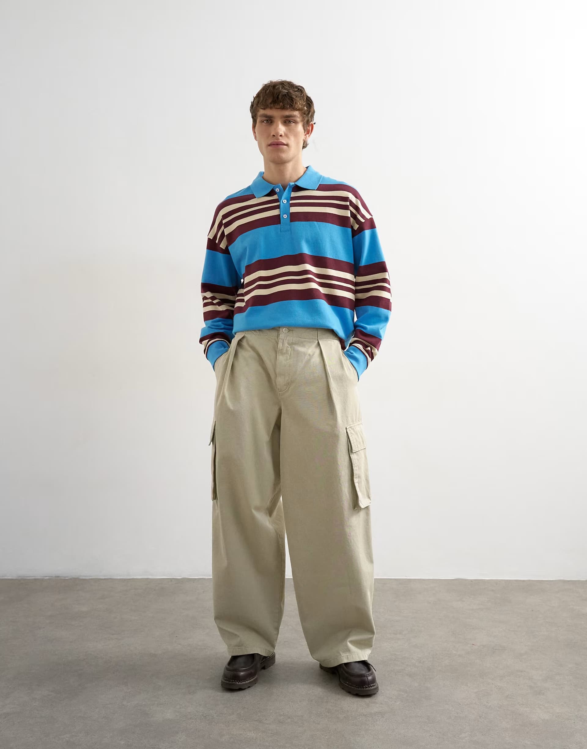 ASOS Topman baggy fit cargo trouser in stone