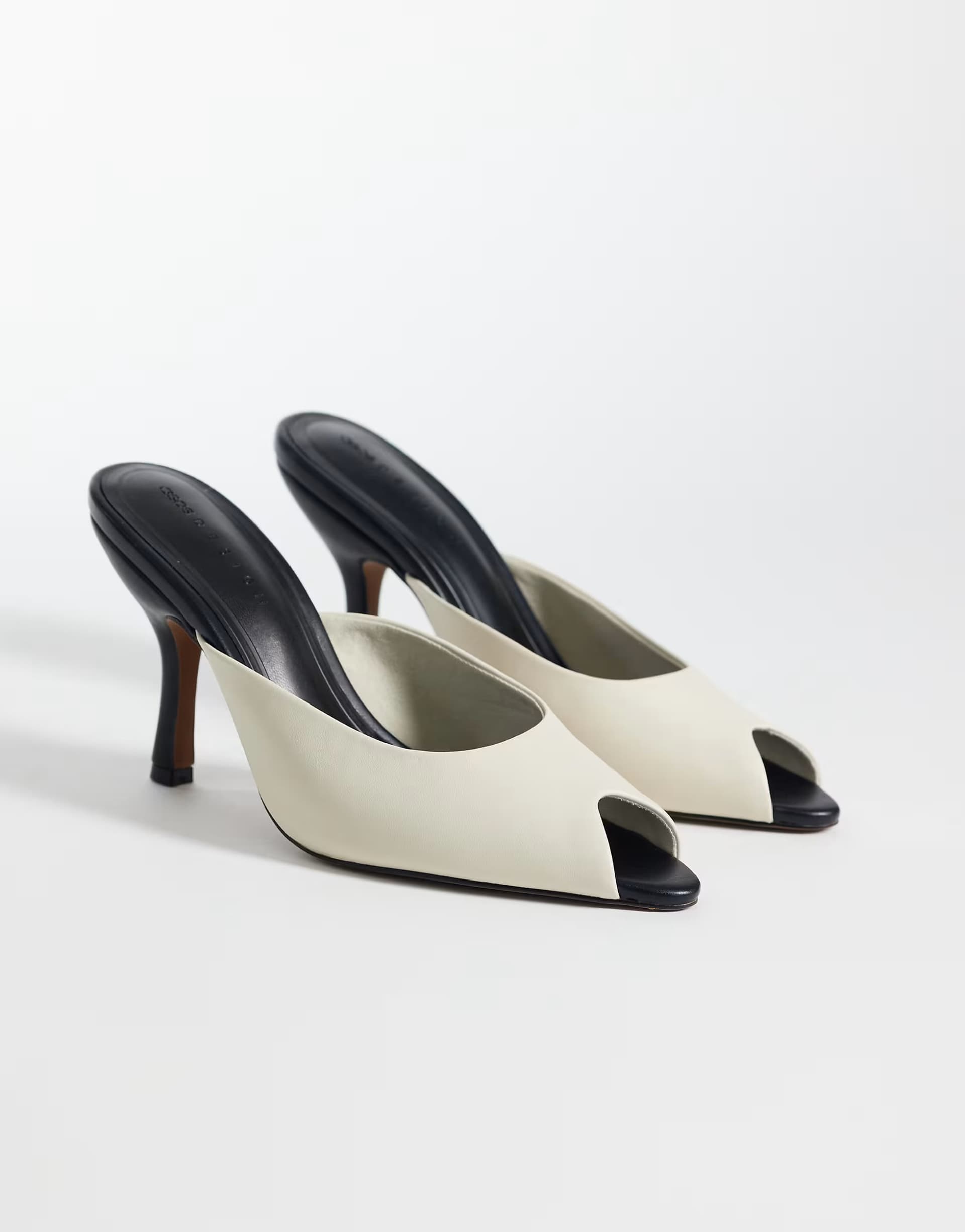 ASOS ASOS DESIGN Nobu peep toe high heel mules in black and white