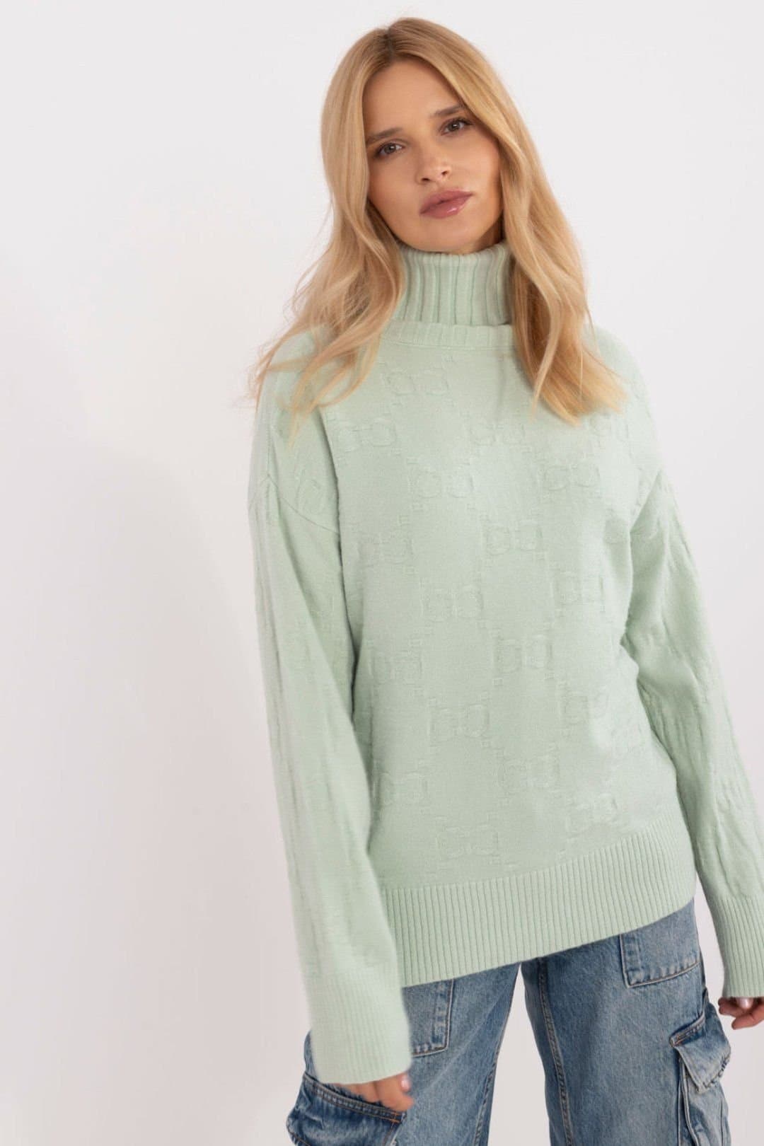 Love Lace Love Lace Women's Everyday Turtleneck Sweater Long Sleeve in Green