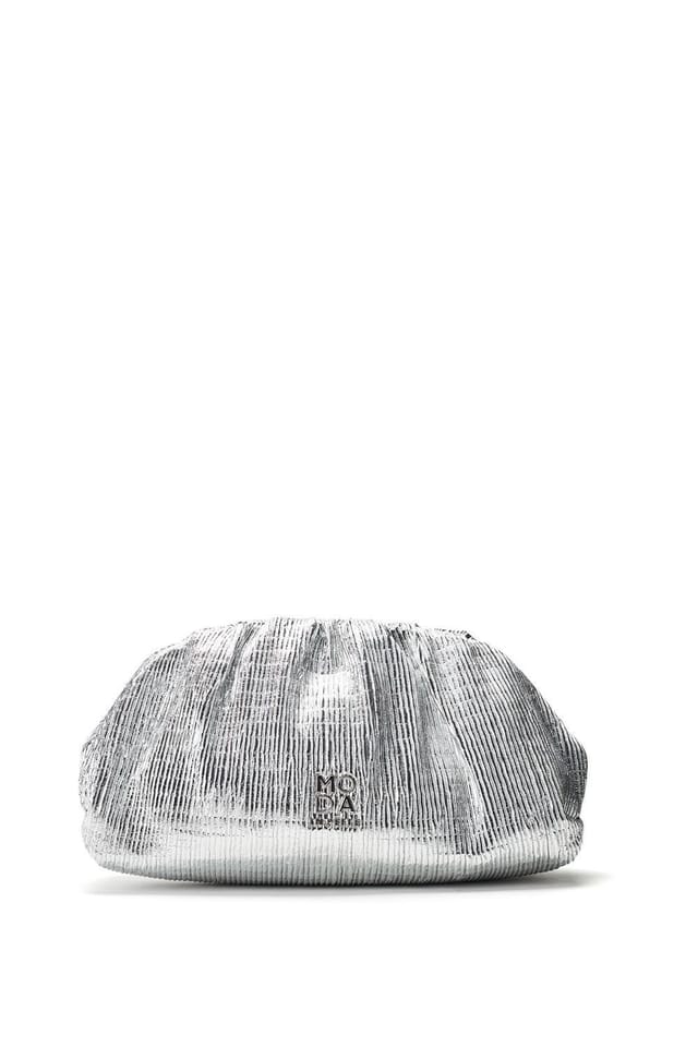 Moda in Pelle Moda In Pelle Women's 'Namik Bag' Textile Clutch Bags in Silver - 3