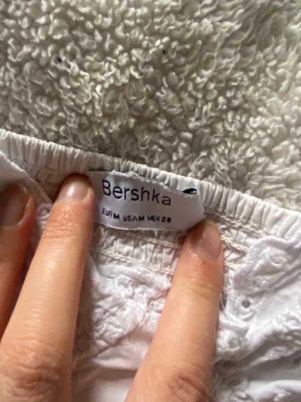 Bershka Embroidered white cotton top