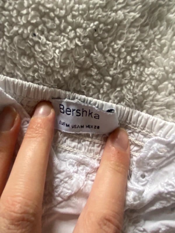 Bershka Embroidered White Cotton Top