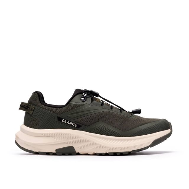 Clarks Clarks Men's Enford Lace Khaki Trainers, Lace Up in Green - 3