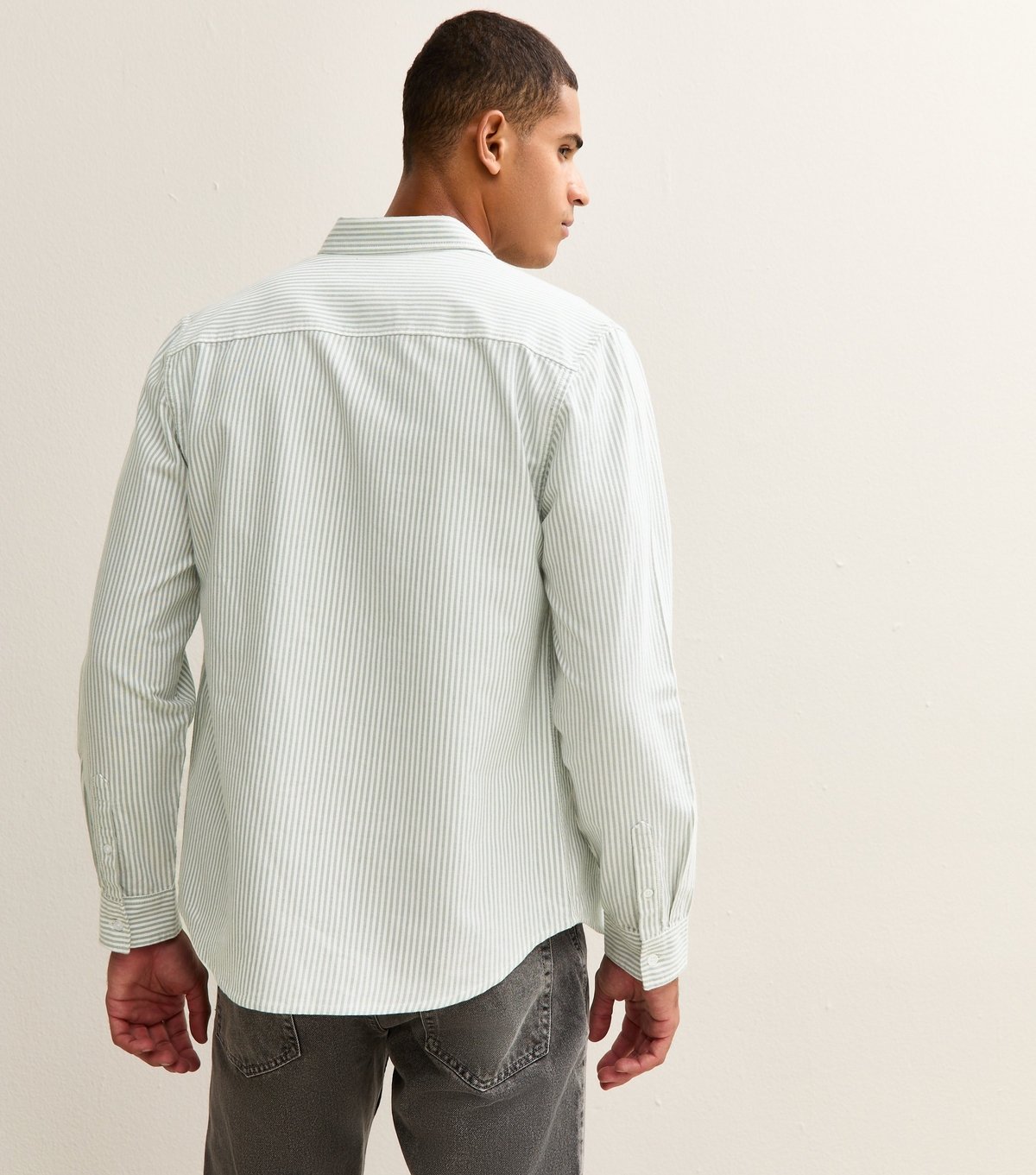 New Look Men's Green Regular Fit Striped Oxford Shirt New Look - 4