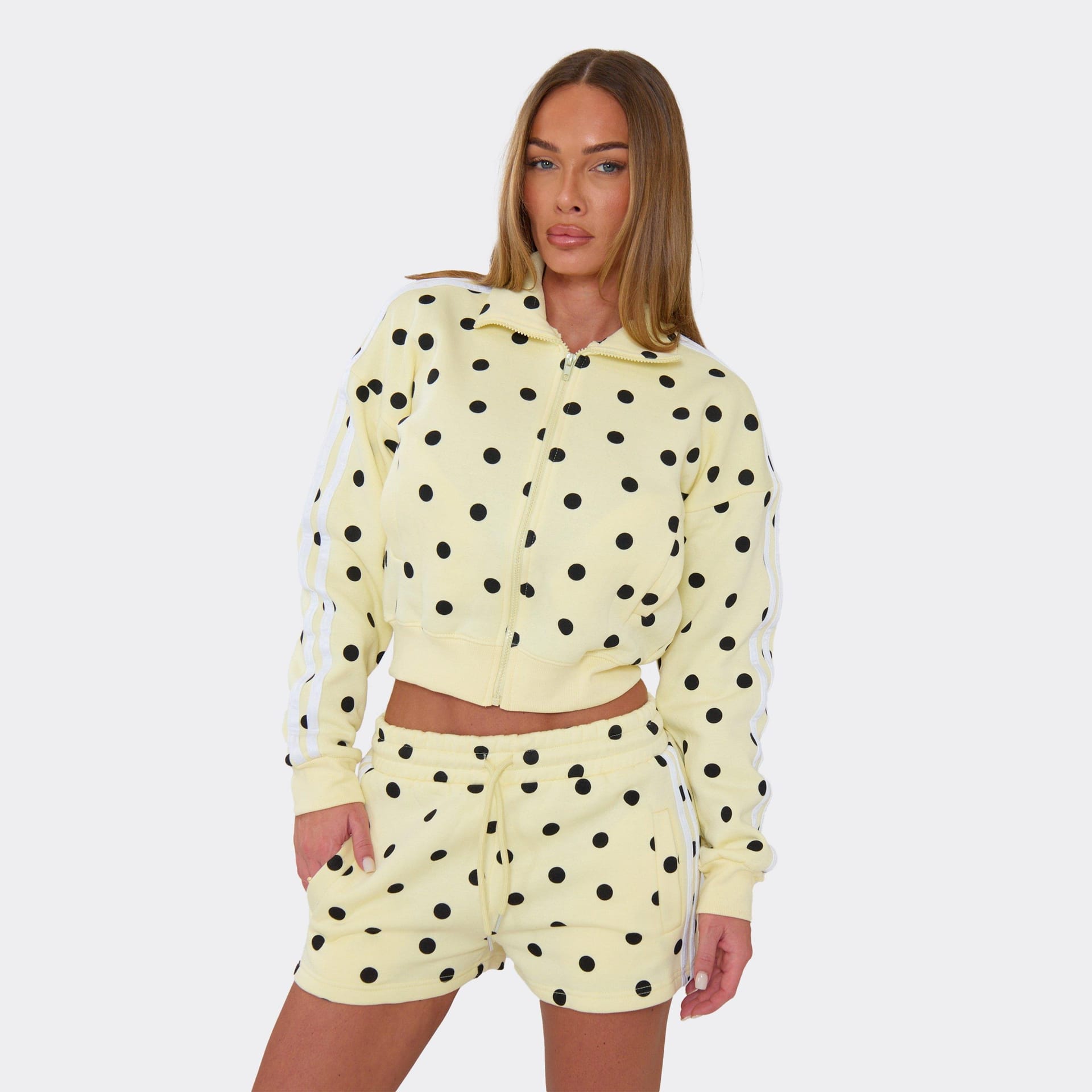 EGO Lemon Polka Dot Zip-Up Jacket & Shorts Co-Ord Set