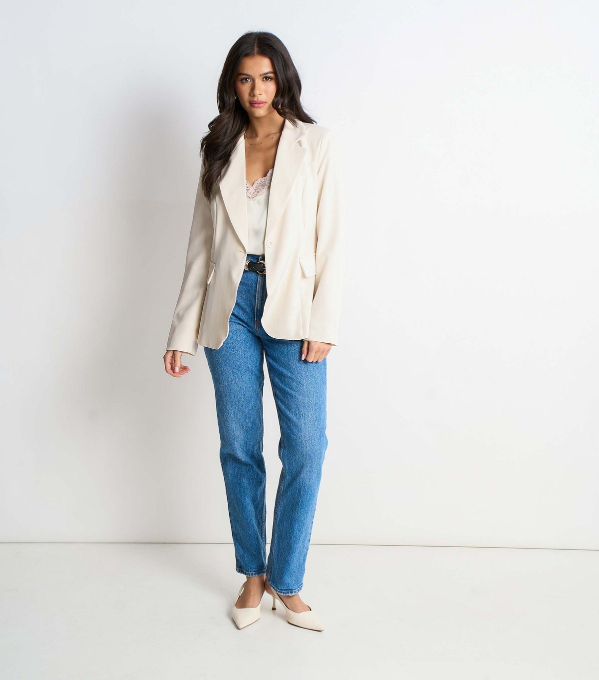 Gini London Women's Off White Seamed Breasted Blazer Gini London New Look - 2