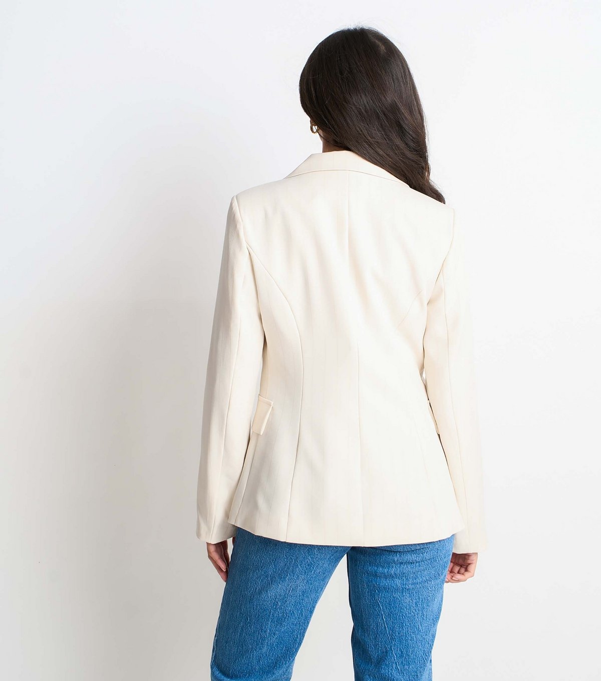 Gini London Women's Off White Seamed Breasted Blazer Gini London New Look - 4