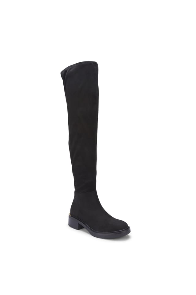 Truffle Collection Truffle Collection Women's Block Heel Over The Knee Fashion Boots Zip Round Toe Shoes in Black - 2