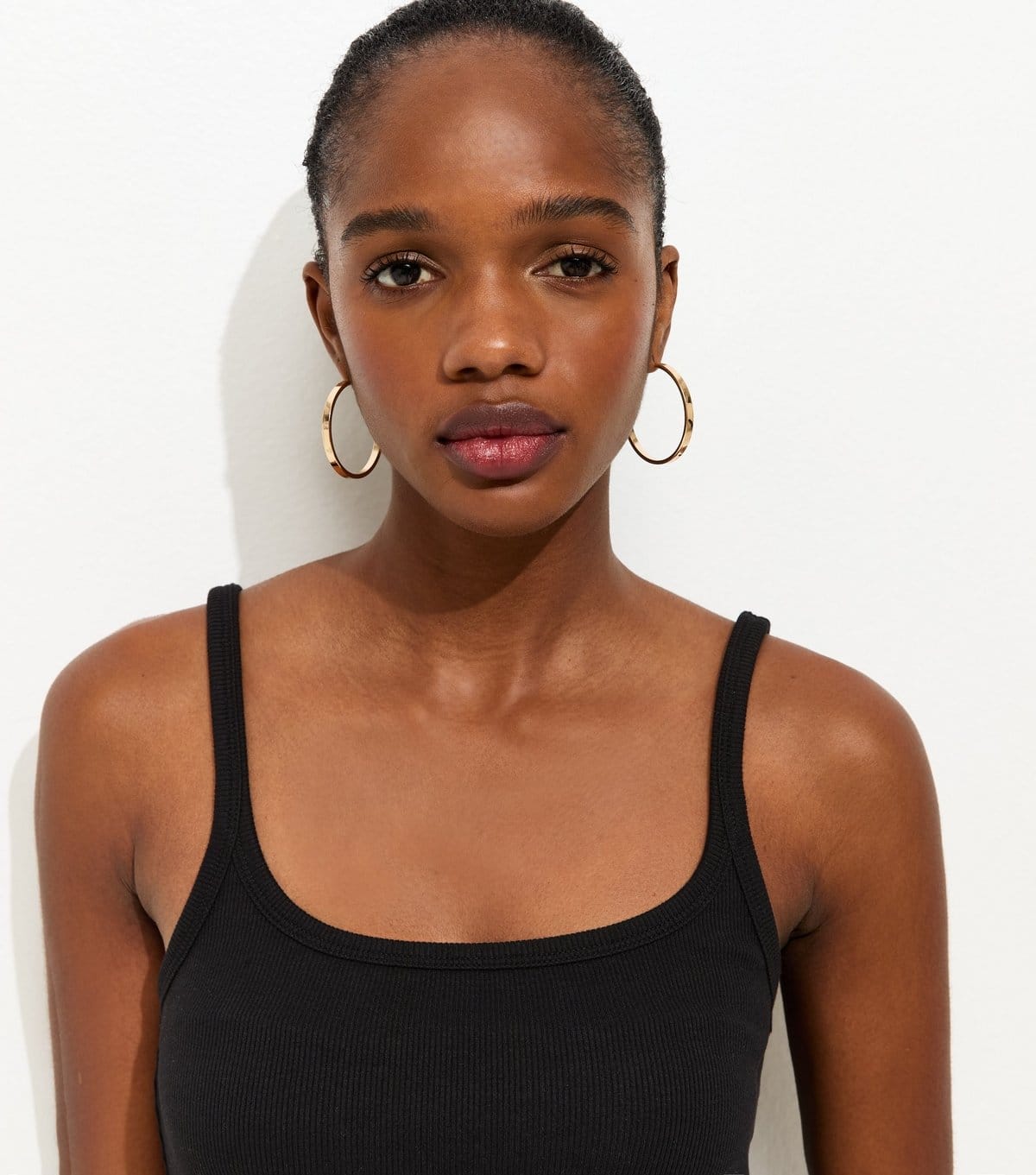 New Look Black Ribbed Strappy Cami Top