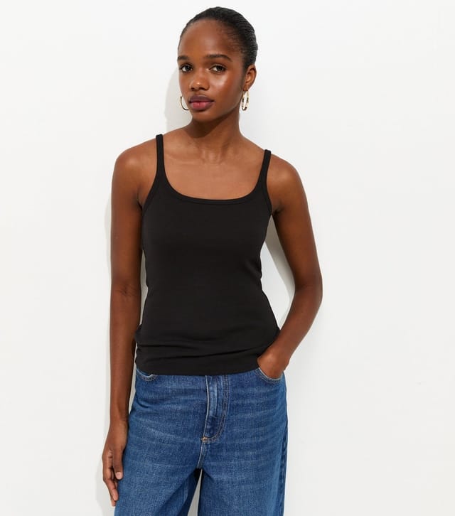 New Look Women's Black Ribbed Strappy Cami Top New Look - 2