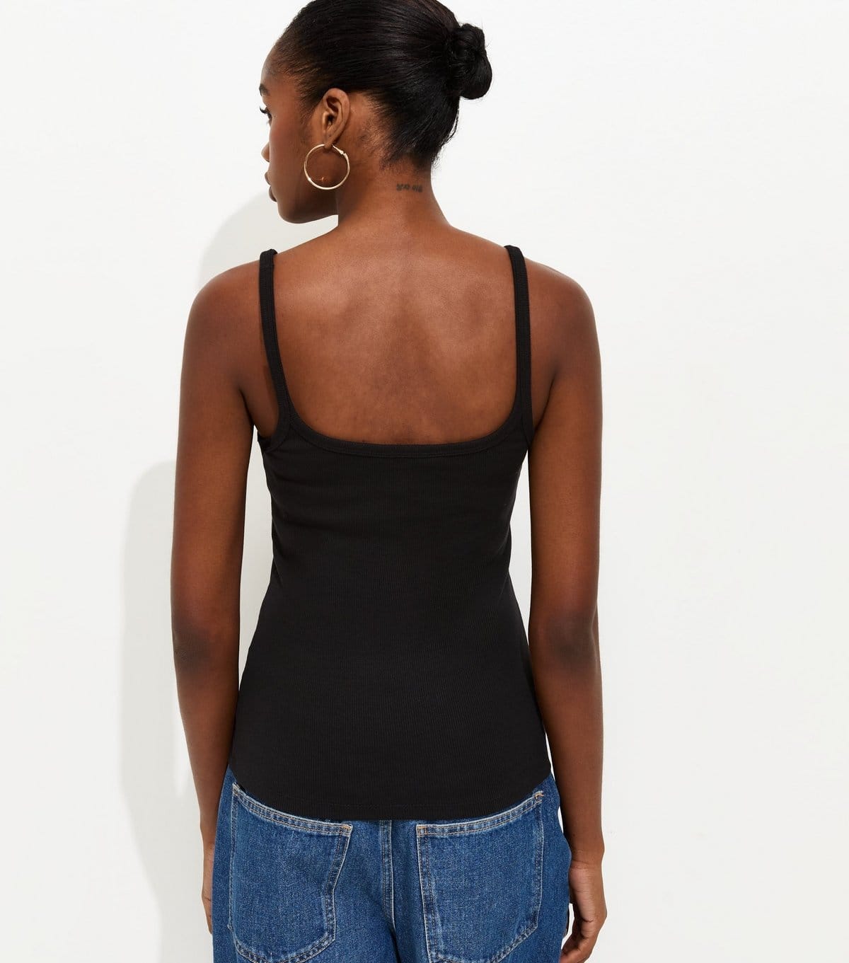 New Look Women's Black Ribbed Strappy Cami Top New Look - 4