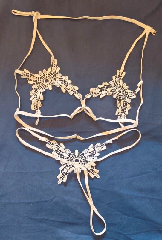 Another White Crochet Lace Strappy Harness Lingerie Set – Size XS-M