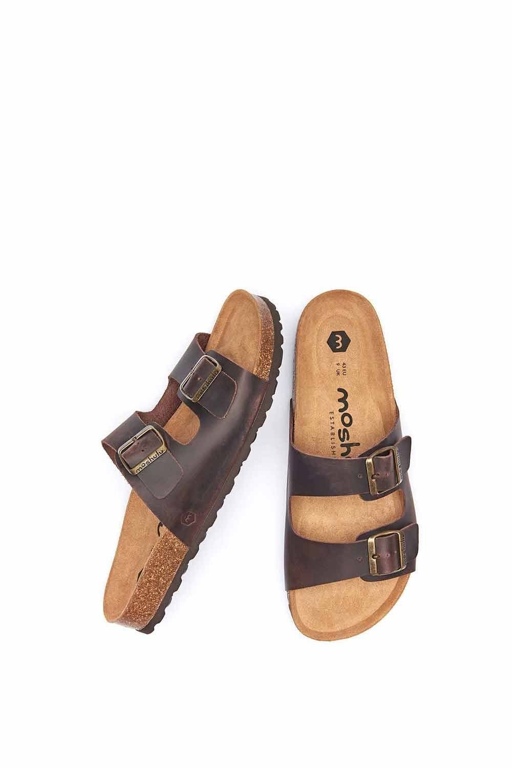 Moshulu Moshulu Men's Chocolate Waxy Slip On Mule Sandals