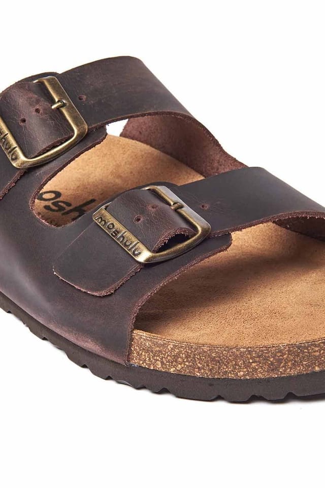 Moshulu Moshulu Men's 'Munich Waxy' Slip On Mule Cork Sandals in Chocolate - 2