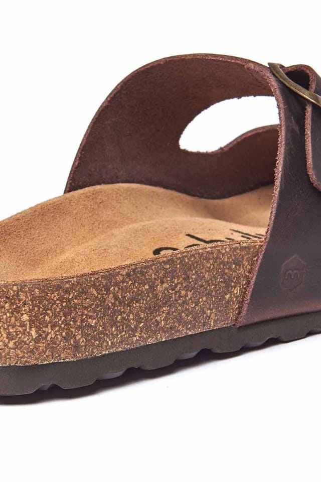 Moshulu Moshulu Men's 'Munich Waxy' Slip On Mule Cork Sandals in Chocolate - 3