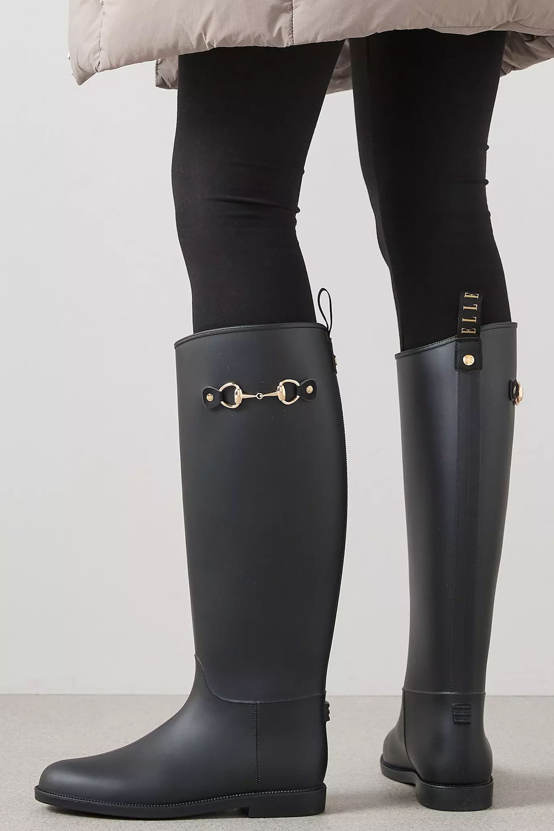 Elle Sport Elle Sport Black Rubber Riding Wellington Boots
