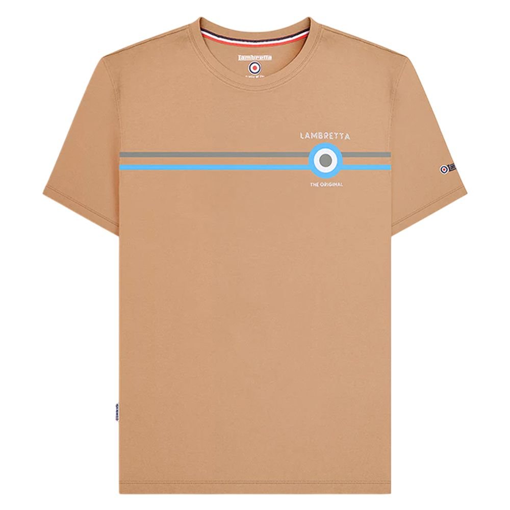 Lambretta Lambretta Men's Classic SS24 Stripe T-Shirt in Light Sand - 2