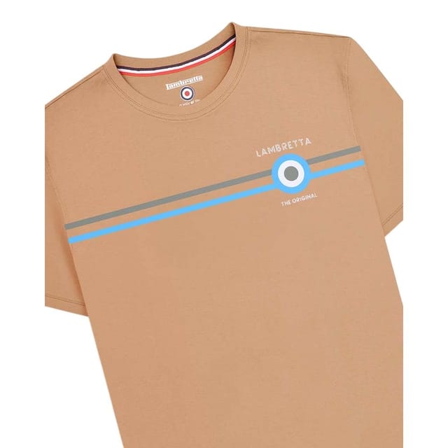 Lambretta Lambretta Men's Classic SS24 Stripe T-Shirt in Light Sand - 2