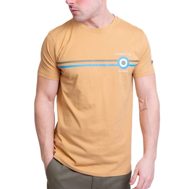 Lambretta Lambretta Men's Classic SS24 Stripe T-Shirt in Light Sand - 3