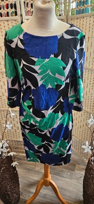 Phase Eight Phase eight floral leaf print shift dress size 14 - 1