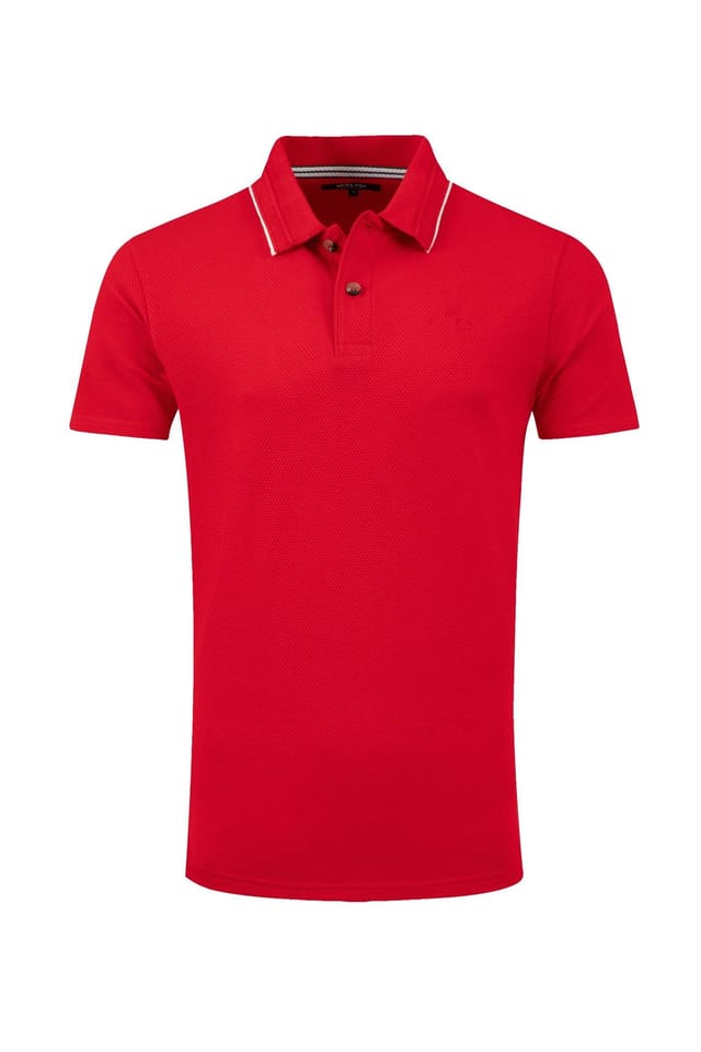 Weird Fish Weird Fish Men's Powell Textured Polo Shirt in Scarlet - 2