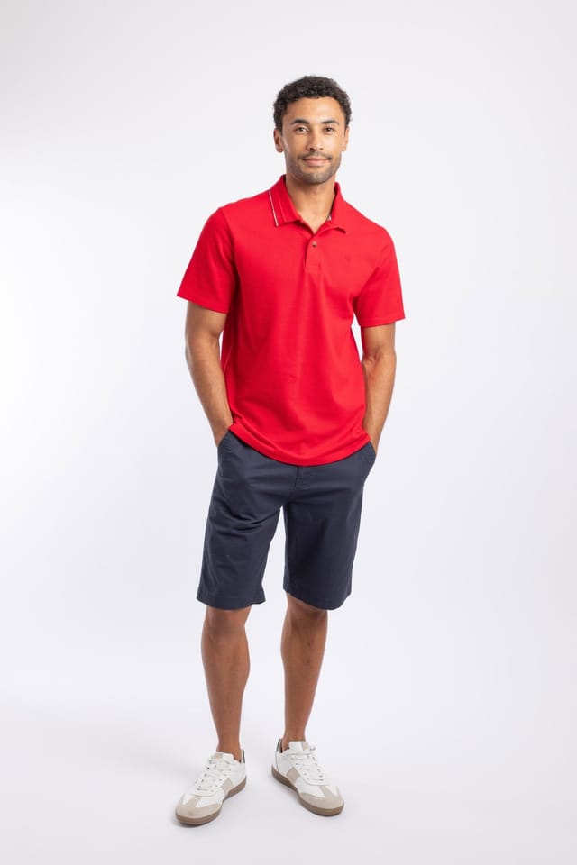 Weird Fish Weird Fish Men's Powell Textured Polo Shirt in Scarlet - 3