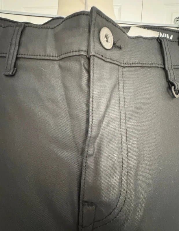 H&M H&M Conscious Wet Look Biker Trousers UK 10 High Waisted Skinny Fit