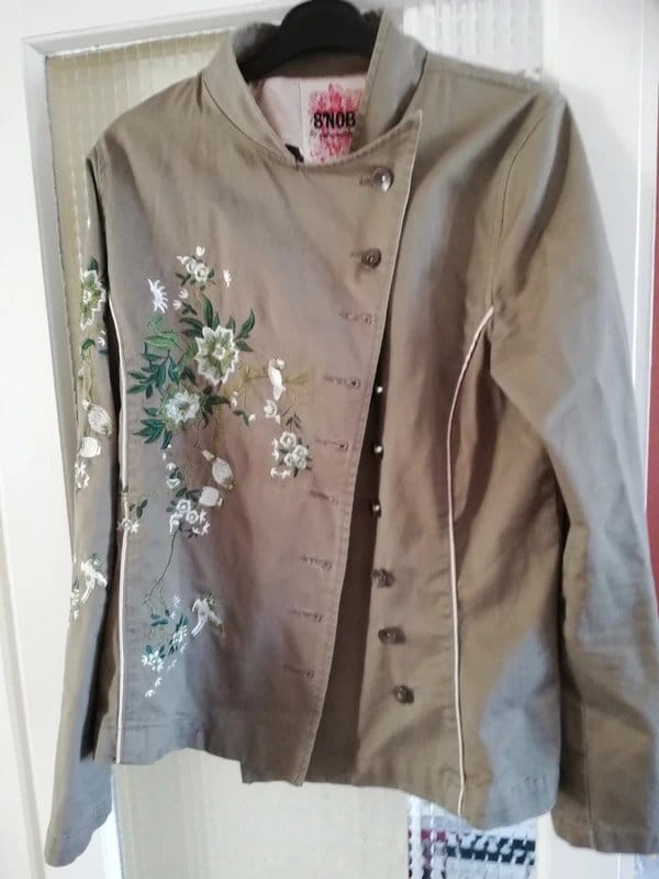 ASOS Khaki Embroidered Military Jacket Size 12
