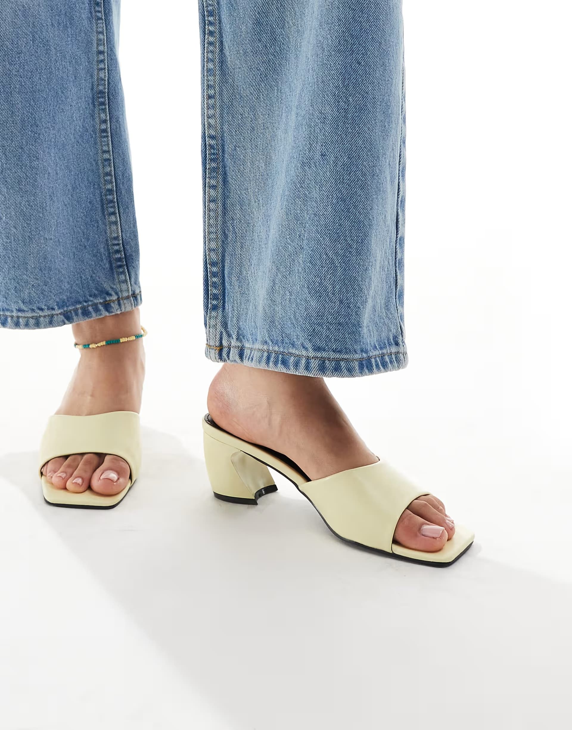 ASOS ASOS Butter Yellow Saanvi Block Heeled Mules