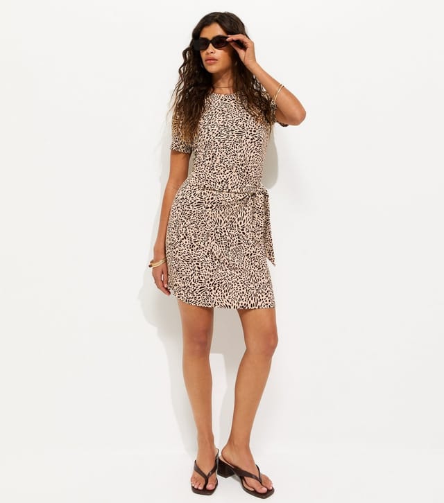 New Look Women's Brown Leopard Print Twist Front Mini Dress New Look - 3