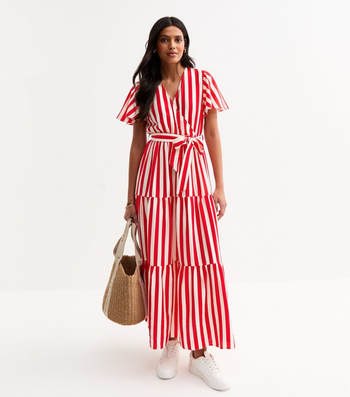 Gini London Women's Red Striped Belted Midi Dress Gini London New Look - 3