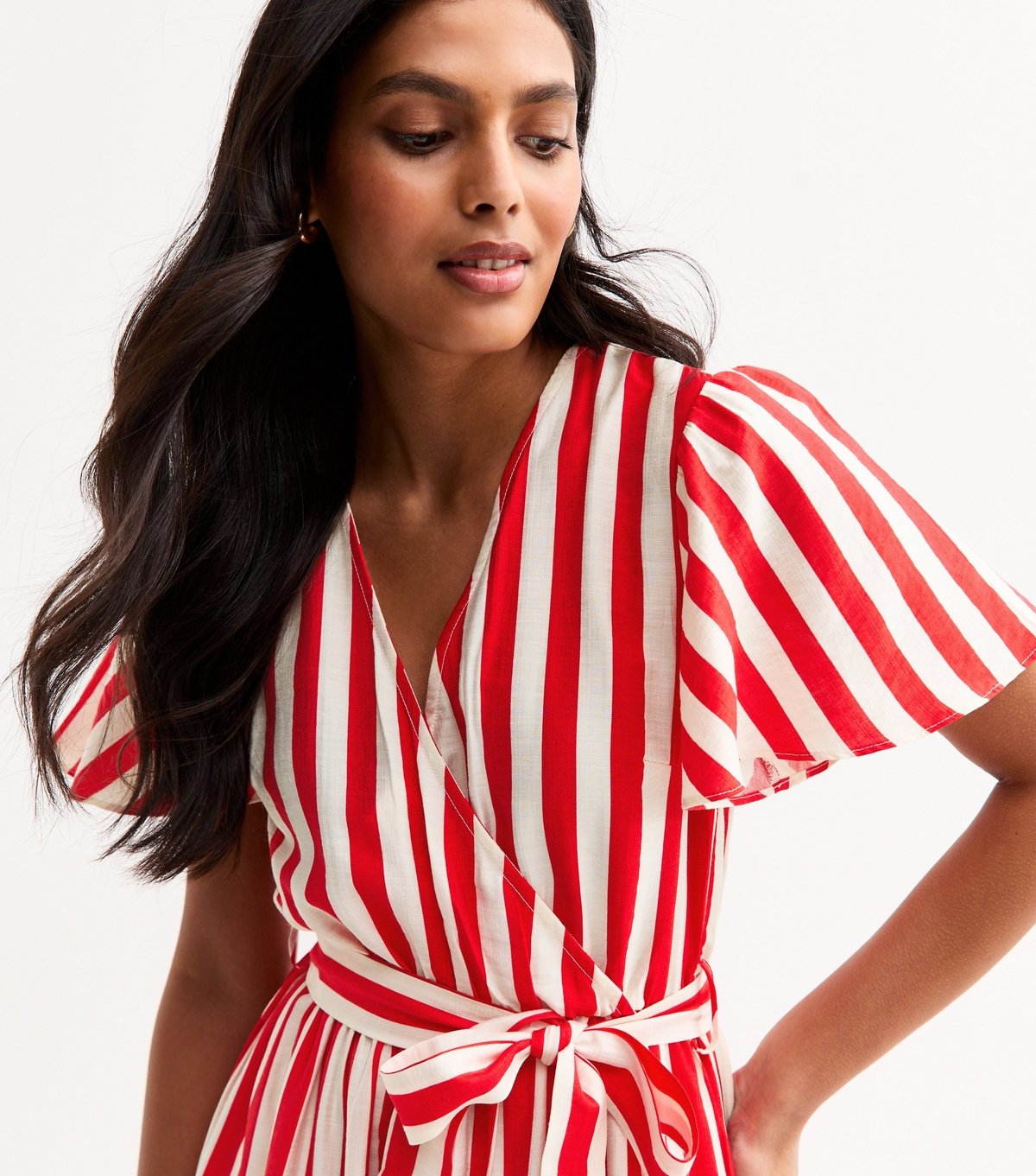 Gini London Women's Red Striped Belted Midi Dress Gini London New Look - 4