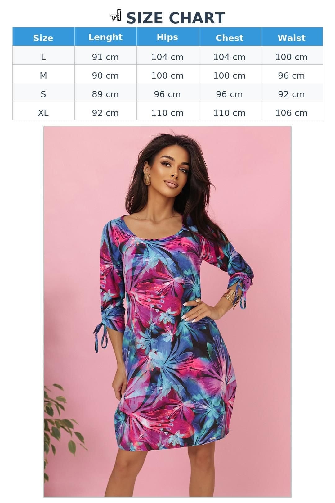 Love Lace Love Lace Women's Oversized Tropical Floral Tie Sleeve Dress - 4