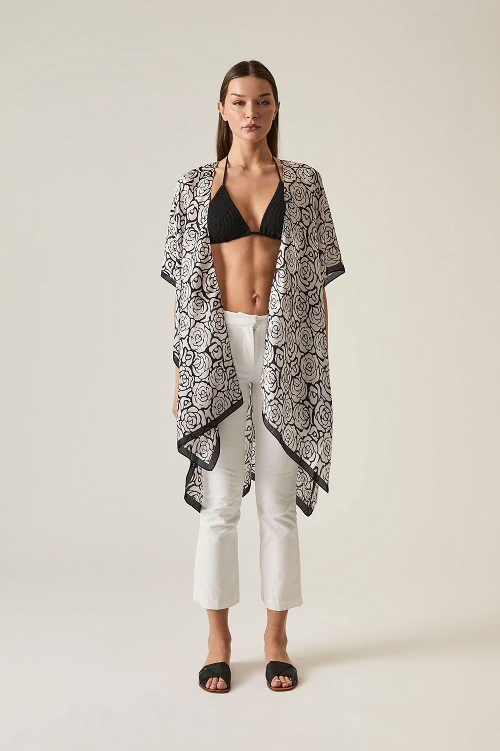 James Lakeland James Lakeland Black-White Rose Kaftan for Women