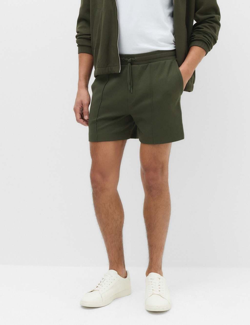Marks & Spencer M&S Dark Khaki Cotton-Rich Ultimate Short Shorts