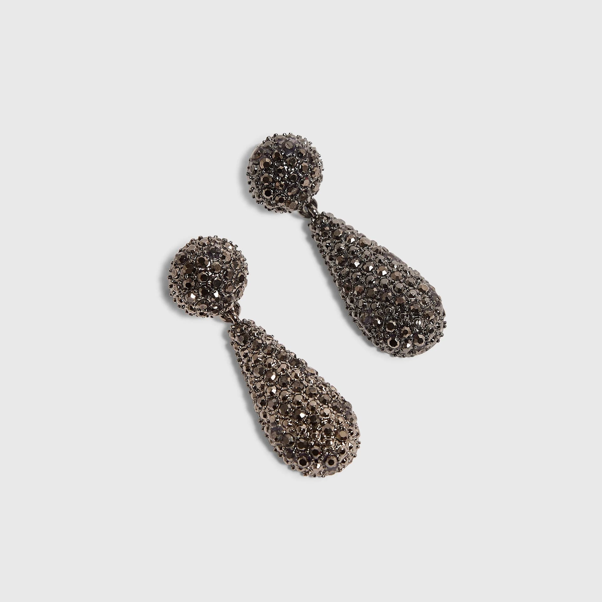River Island River Island Womens Silver Gunmetal Teardrop Earrings