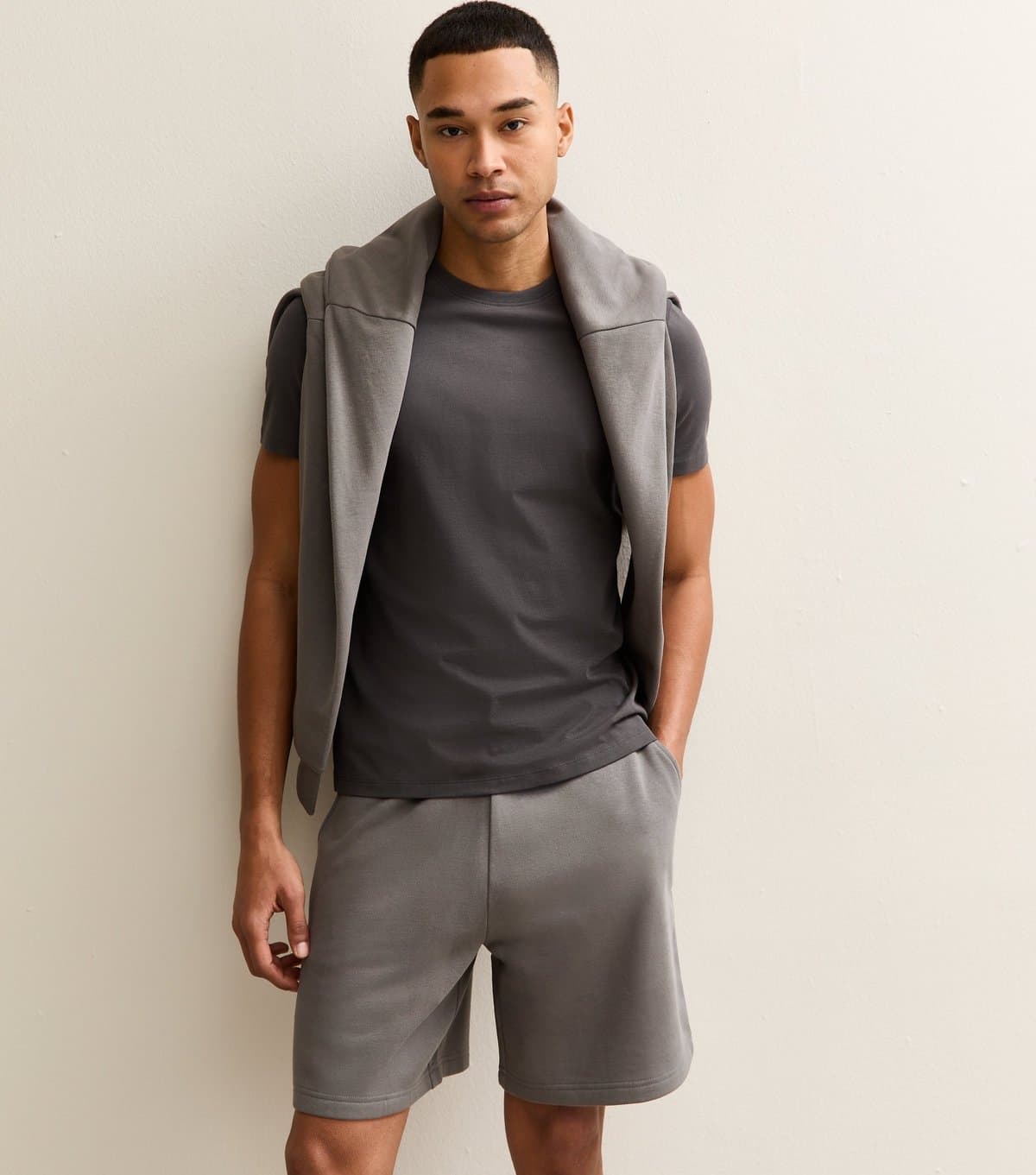 New Look Men's Mid Grey Regular Drawstring Shorts New Look
