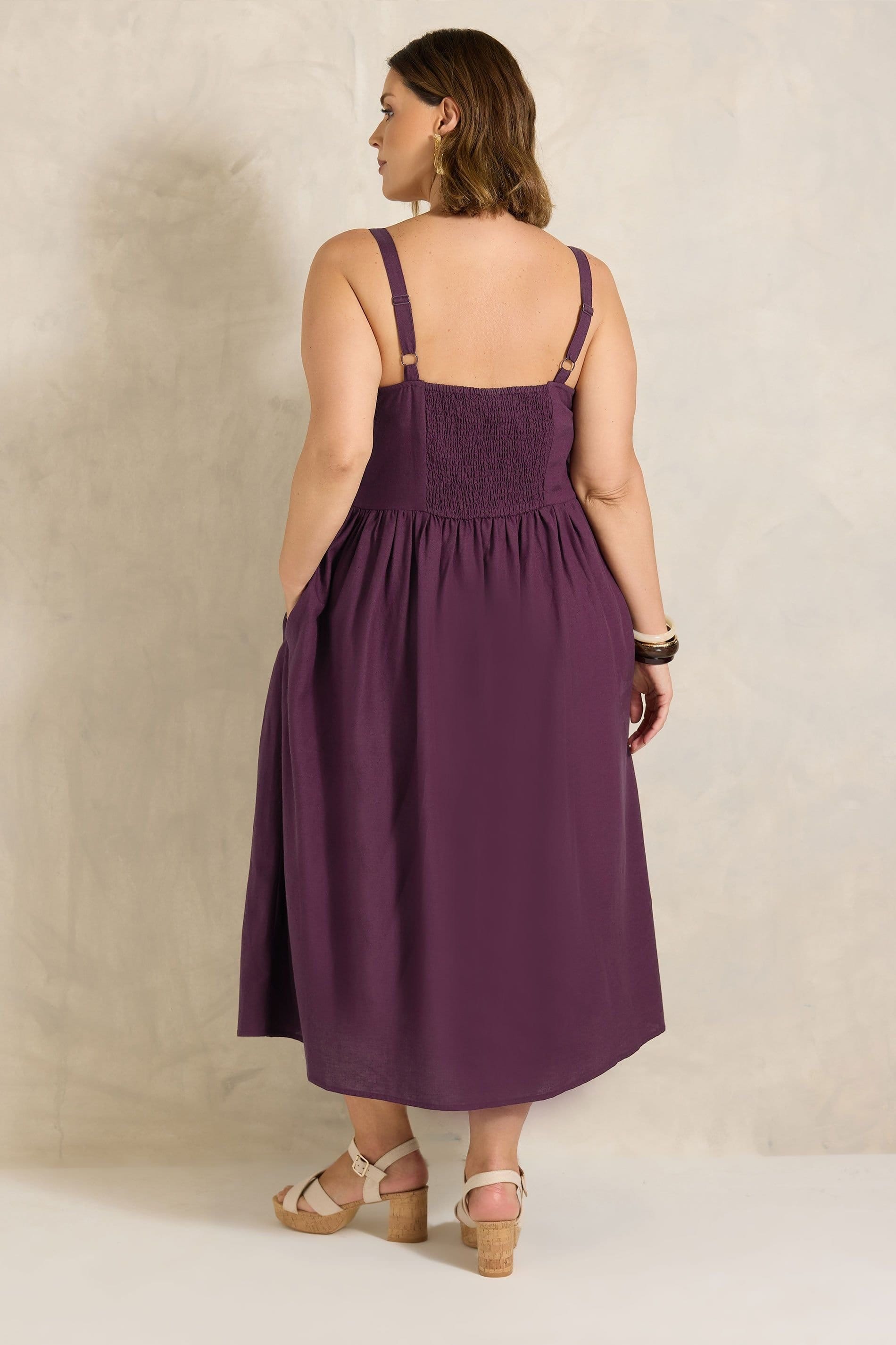 Evans Evans Women's Cornelli Linen Maxi Dress in Purple - 4