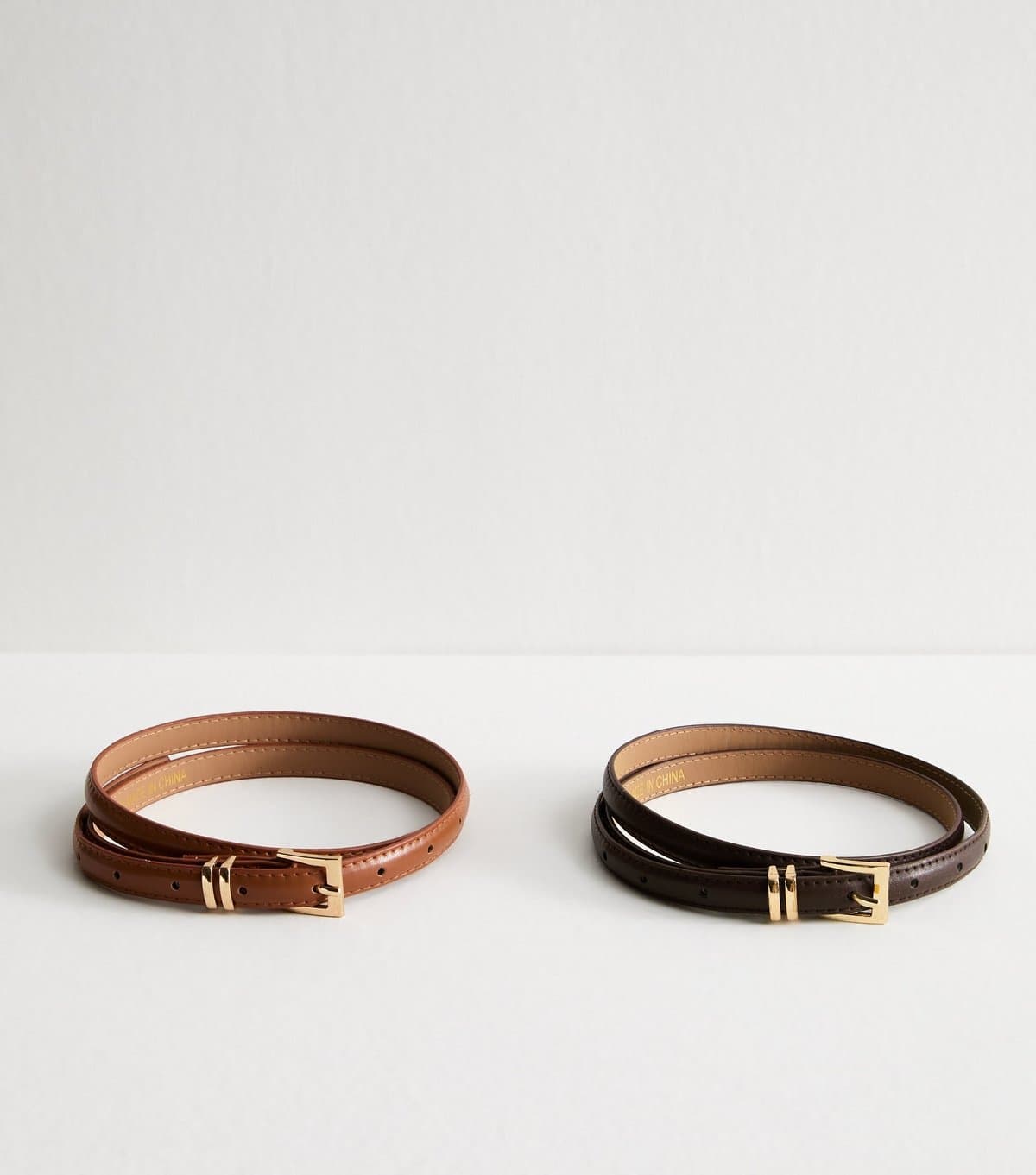 New Look New Look Brown Faux Leather Buckled Belts Pack of 2